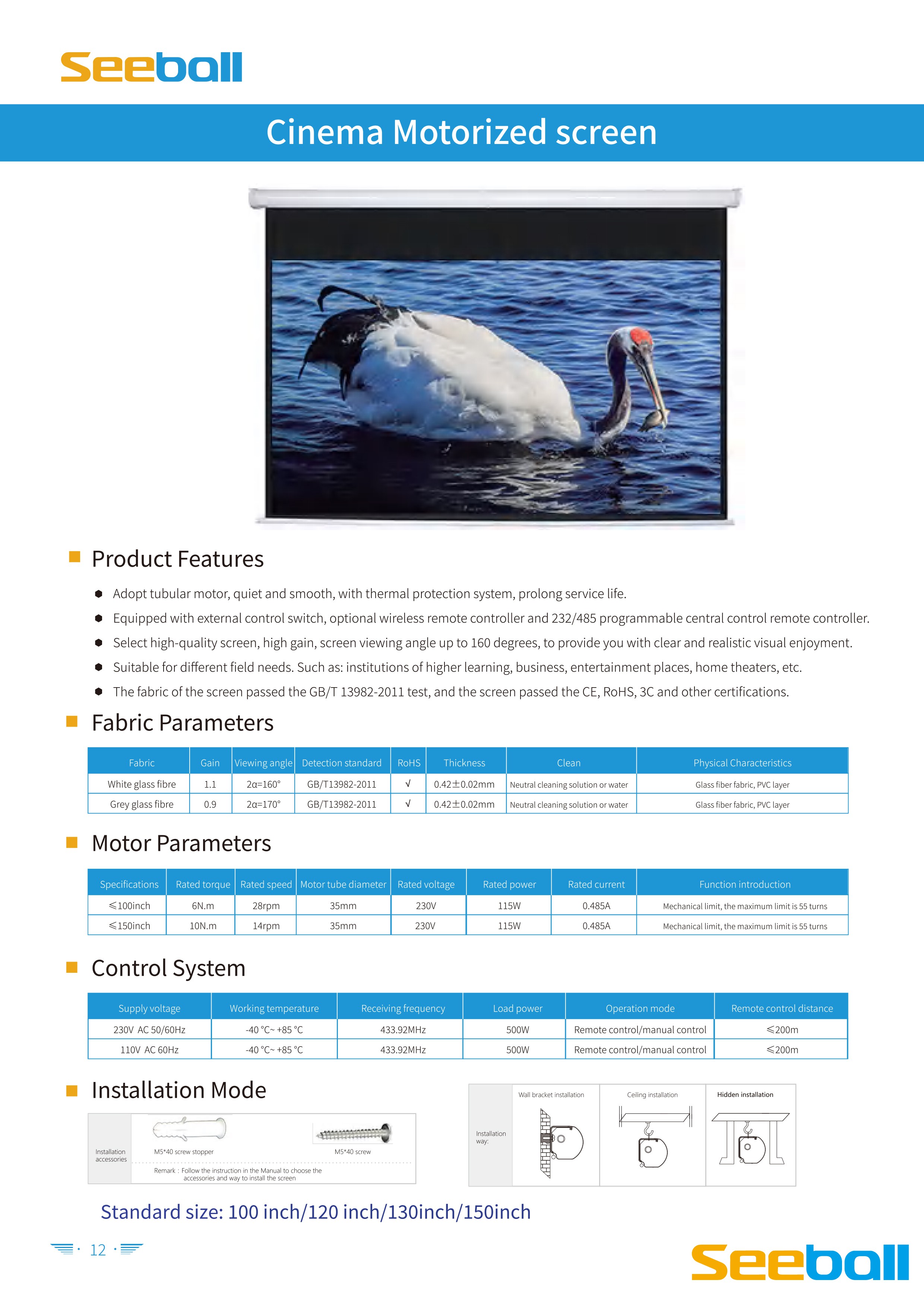 Cinema motorized screen